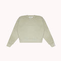 Non-toxic, Organic French Terry cotton crewneck naturally dyed with chestnuts, offering a unique green hue and soft texture. Made in the USA.