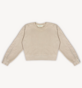 Non-toxic, Organic French Terry cotton crewneck naturally dyed with chestnuts, offering a creme, warm and soft texture. Made in the USA. 